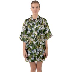 Blooming Garden Half Sleeve Satin Kimono  by SychEva