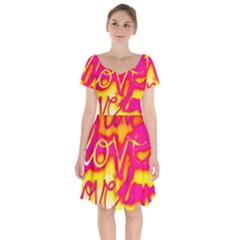 Pop Art Love Graffiti Short Sleeve Bardot Dress by essentialimage365