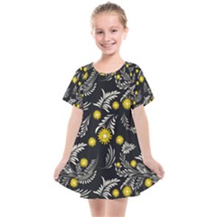 Folk Flowers Art Pattern Floral Abstract Surface Design  Seamless Pattern Kids  Smock Dress by Eskimos