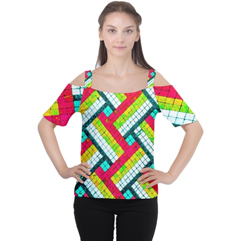 Pop Art Mosaic Cutout Shoulder Tee by essentialimage365