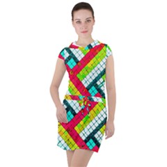 Pop Art Mosaic Drawstring Hooded Dress by essentialimage365