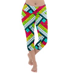 Pop Art Mosaic Lightweight Velour Capri Yoga Leggings by essentialimage365