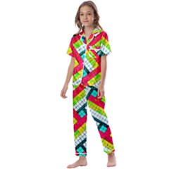 Pop Art Mosaic Kids  Satin Short Sleeve Pajamas Set by essentialimage365