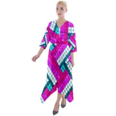 Pop Art Mosaic Quarter Sleeve Wrap Front Maxi Dress by essentialimage365