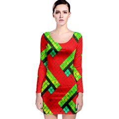 Pop Art Mosaic Long Sleeve Bodycon Dress by essentialimage365