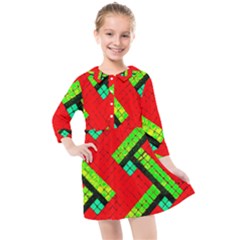 Pop Art Mosaic Kids  Quarter Sleeve Shirt Dress by essentialimage365