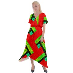 Pop Art Mosaic Cross Front Sharkbite Hem Maxi Dress by essentialimage365