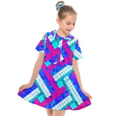 Pop Art Mosaic Kids  Short Sleeve Shirt Dress by essentialimage365