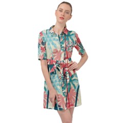 Tropical Love Belted Shirt Dress by designsbymallika