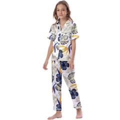 Tropical Blue Love Kids  Satin Short Sleeve Pajamas Set by designsbymallika