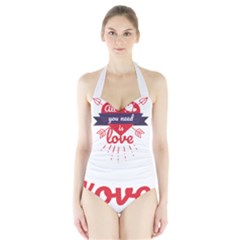 All You Need Is Love Halter Swimsuit by DinzDas