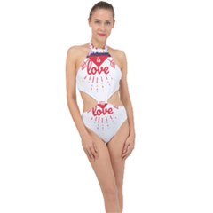 All You Need Is Love Halter Side Cut Swimsuit by DinzDas