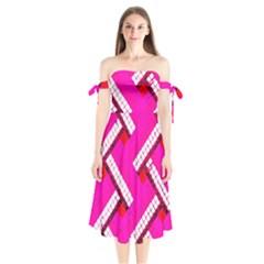 Pop Art Mosaic Shoulder Tie Bardot Midi Dress by essentialimage365