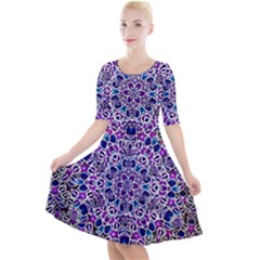 Digital Painting Drawing Of Flower Power Quarter Sleeve A-line Dress by pepitasart