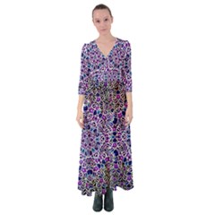 Digital Painting Drawing Of Flower Power Button Up Maxi Dress by pepitasart