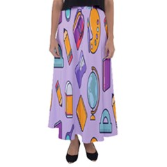 Back To School And Schools Out Kids Pattern Flared Maxi Skirt by DinzDas