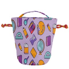 Back To School And Schools Out Kids Pattern Drawstring Bucket Bag by DinzDas