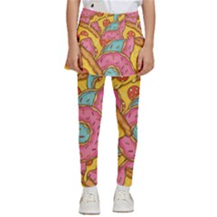 Fast Food Pizza And Donut Pattern Kids  Skirted Pants by DinzDas