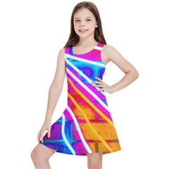 Pop Art Neon Wall Kids  Lightweight Sleeveless Dress by essentialimage365