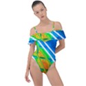 Pop Art Neon Wall Frill Detail One Piece Swimsuit View1