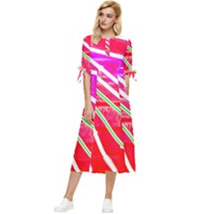 Pop Art Neon Wall Bow Sleeve Chiffon Midi Dress by essentialimage365