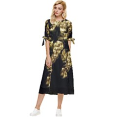 Bud Gilt  Bow Sleeve Chiffon Midi Dress by MRNStudios