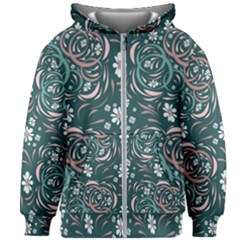 Folk Flowers Art Pattern Floral Abstract Surface Design  Seamless Pattern Kids  Zipper Hoodie Without Drawstring by Eskimos