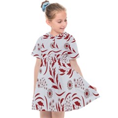 Folk Flowers Art Pattern Floral Abstract Surface Design  Seamless Pattern Kids  Sailor Dress by Eskimos