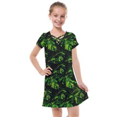 Jungle Camo Tropical Print Kids  Cross Web Dress by dflcprintsclothing