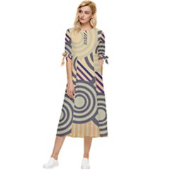 Circular Pattern Bow Sleeve Chiffon Midi Dress by designsbymallika