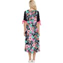 Flower Black Pink Bow Sleeve Chiffon Midi Dress View4