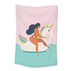 Unicorn Swimming Small Tapestry by walala