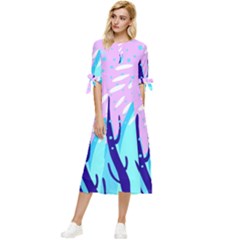 Aquatic Surface Patterns Bow Sleeve Chiffon Midi Dress by Designops73