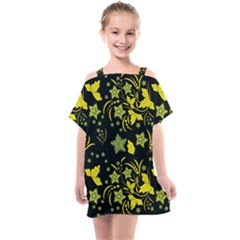 Folk Flowers Art Pattern Floral  Surface Design  Seamless Pattern Kids  One Piece Chiffon Dress by Eskimos