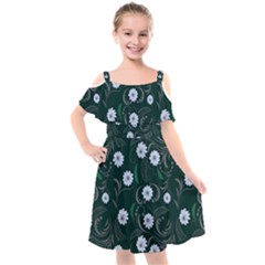 Folk Flowers Art Pattern Floral  Surface Design  Seamless Pattern Kids  Cut Out Shoulders Chiffon Dress by Eskimos