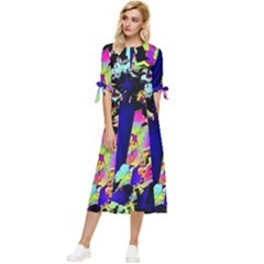 Neon Aggression Bow Sleeve Chiffon Midi Dress by MRNStudios