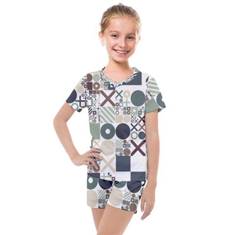 Mosaic Print Kids  Mesh Tee And Shorts Set by designsbymallika