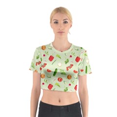 Seamless Pattern With Vegetables  Delicious Vegetables Cotton Crop Top by SychEva