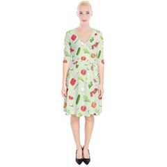 Seamless Pattern With Vegetables  Delicious Vegetables Wrap Up Cocktail Dress by SychEva