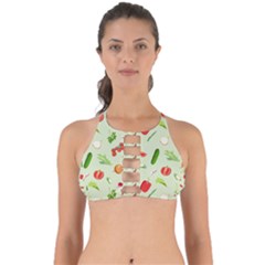 Seamless Pattern With Vegetables  Delicious Vegetables Perfectly Cut Out Bikini Top by SychEva