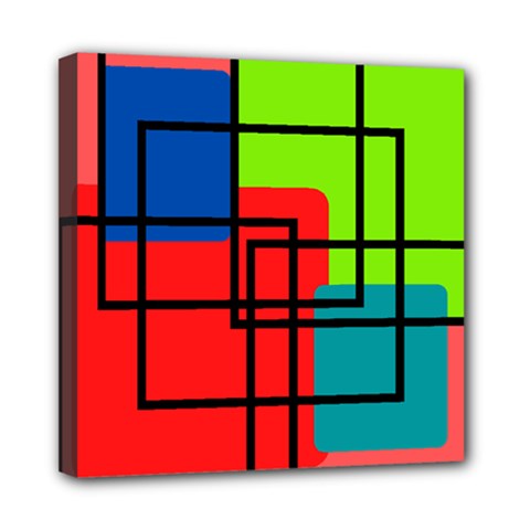 Colorful Rectangle Boxes Mini Canvas 8  X 8  (stretched) by Magicworlddreamarts1