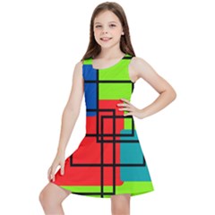 Colorful Rectangle Boxes Kids  Lightweight Sleeveless Dress by Magicworlddreamarts1