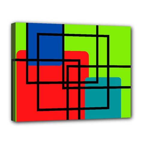 Colorful Rectangle Boxes Canvas 14  X 11  (stretched) by Magicworlddreamarts1