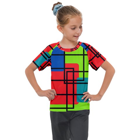 Colorful Rectangle Boxes Kids  Mesh Piece Tee by Magicworlddreamarts1