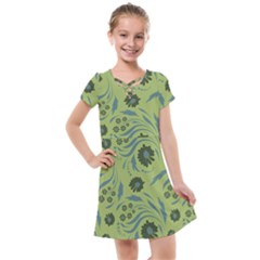 Folk Flowers Art Pattern Kids  Cross Web Dress by Eskimos