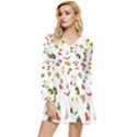 Fruits, Vegetables And Berries Tiered Long Sleeve Mini Dress View1