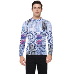 Blue Pastel Print Men s Long Sleeve Rash Guard by designsbymallika