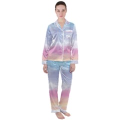 Evening Sky Love Satin Long Sleeve Pajamas Set by designsbymallika