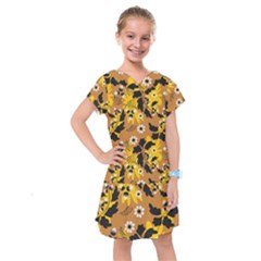 Folk Flowers Art Pattern  Kids  Drop Waist Dress by Eskimos