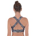 Grey And White Grunge Camouflage Abstract Print Cross Back Sports Bra View2